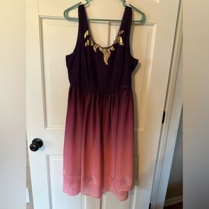 Her Universe Tangled Rapunzel LanternPurple and Pink Midi Dress L